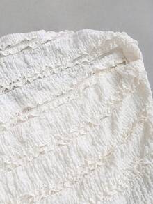 SHEIN Sweetro Váy ống ngắn màu trơn dệt kim có họa tiết - Màu be - Xem 5