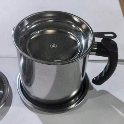 Bình lọc dầu bằng thép không gỉ 1,4L có thể tái sử dụng với lưới lọc mịn - Bộ lọc mỡ nhà bếp chuyên nghiệp để chiên, nấu ăn, sử dụng nhiên liệu sinh học - Vòi rót dễ dàng & Tay cầm thoải mái, Bền trong máy rửa chén