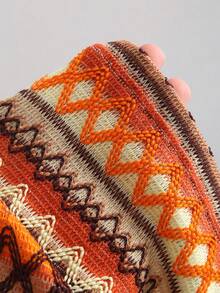 Sweetra 女士橙色编织波浪条纹吊带连衣裙，修身剪裁，性感欧式风格，浪漫度假之选 - 橘色 - 查看 4