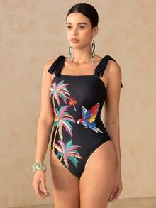 Swim Oasis 26SS 热带印花连体泳衣，配同款纱笼裙，夏季海滩度假 - 彩色 - 查看 6