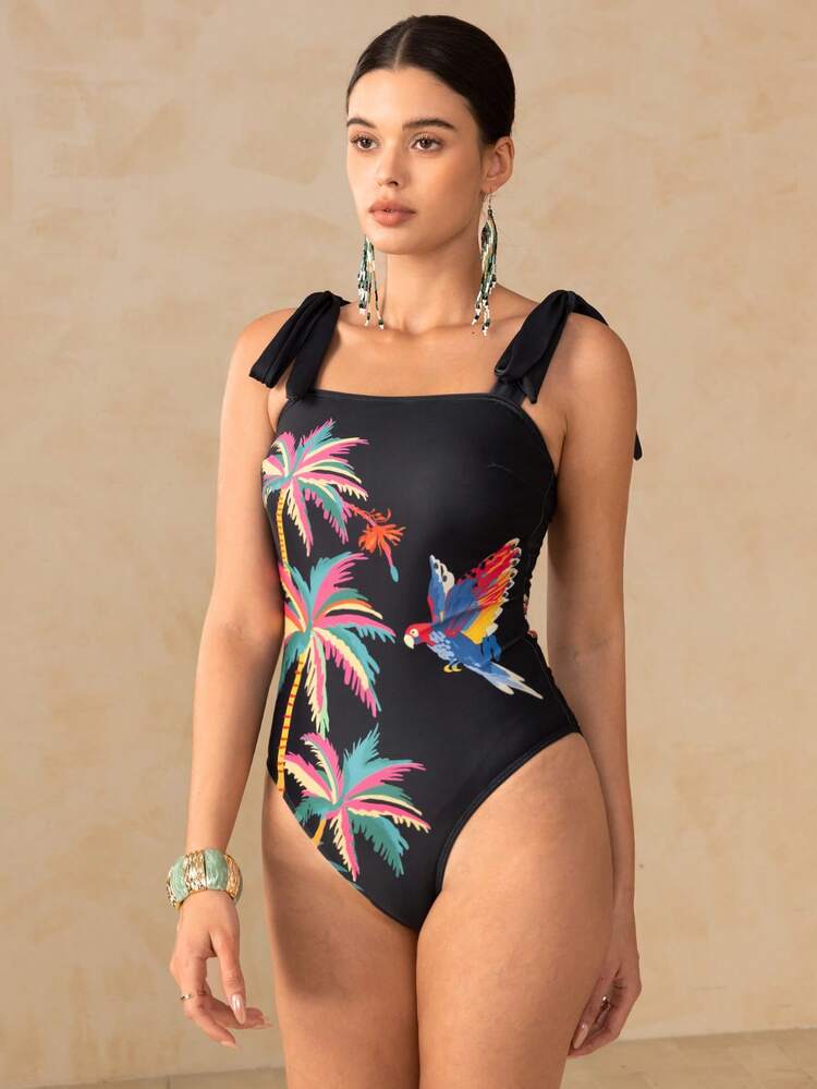Swim Oasis 26SS 热带印花连体泳衣，配同款纱笼裙，夏季海滩度假 - 彩色 - 查看 6