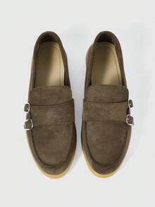 Sleekvia Women's Casual Round Toe Slip-On Soft Knit Upper Contrast Color Mary Jane Style Flat Shoes, Versatile For Vacation & Leisure Valentine's Day - Brown - View 2