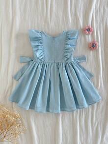 Loomiva Vestido de manga corta con cuello redondo y estampado gráfico para bebé niña - Neblina azul - Ver 2