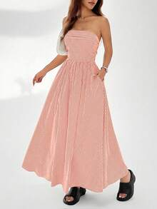 asdMainGRL Vestido de tirantes sin mangas con estampado de rayas para mujer, ideal para el veranoasd XGXO - Naranja - Ver 4