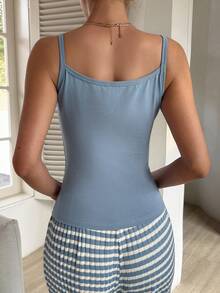 Livesso 女士夏季休闲印花吊带背心 - 淺藍色 - 查看 2