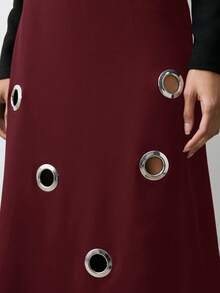 Maija Women's Minimalist Design Hollow-Out Breathable Long Dress, Fashionable For Summer - Burgundy - View 8