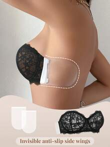 DesireSculpt 1件女士性感黑色蕾丝细肩带露背文胸 - 黑色 - 查看 5
