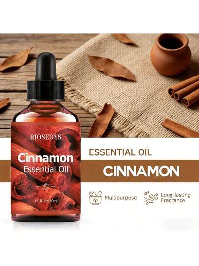 1pc/2PcS Cinnamon Essential Oil, Suitable For Use In Aromatherapy And Humidifiers, Scented Candles And Home Goods,Its Elegant Bottle Design Makes It An Ideal Birthday, Halloween, And Christmas Gift.