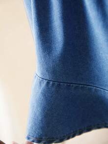 Elaquor Celana Pendek Denim Kasual Berkerut Ukuran Besar, Celana Pendek Denim Musim Panas - Light Wash - View 5