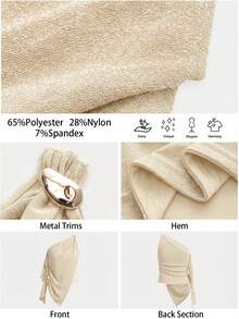 Maija Women's Asymmetrical Shoulder Design Blouse, Summer Fashion - Apricot - View 6