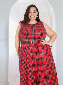 Pretty and Ole Vestido xadrez vintage elegante plus size feminino com bolsos e cinto, vestido longo casual para festa de fim de ano para Natal e Ano Novo, roupas de inverno para mulheres, traje de Natal para mulheres, roupas de Natal para mulheres, vestido de inverno, vestido de Natal feminino, vestido de ano novo, vestidos elegantes para mulheres, vestido de festa de Natal, vestidos de festa elegantes, vestidos elegantes para festa, vestido vermelho, traje de Ação de Graças para mulheres, roupas de ano novo - Vermelho - Ver 6