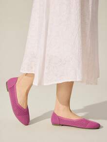 CUCCOO BASICS Zapatos planos casuales y versátiles para ir al trabajo, de unicolor y transpirables para mujeres - Rosa - Ver 6