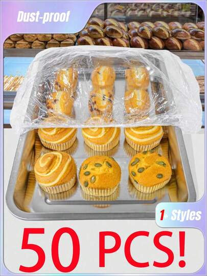 SHEIN 50/10 szt. osłona przeciwkurzowa na tacę na ciasto (długość A+B powinna być mniejsza niż 70 cm/27,6 cala), osłona na jedzenie na imprezę, akcesoria do cukierni, kuchenne narzędzia do konserwacji żywności, osłona na chleb z owocami i warzywami