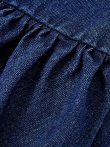 SHEIN MOD Women's V-Neck Single-Breasted Ruffle Hem Denim Vest Jacket - Blue - View 4