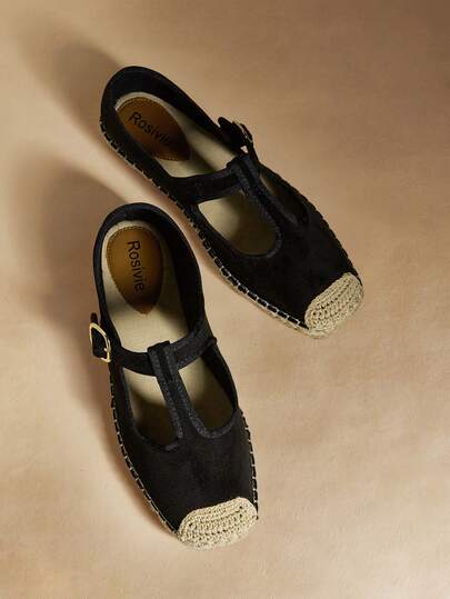 Rosivie 女士波西米亚风撞色搭扣设计休闲平底鞋