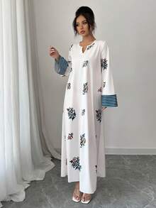 Yasmyna 女士宽松印花长袖阿拉伯风格连衣裙 - 彩色 - 查看 5