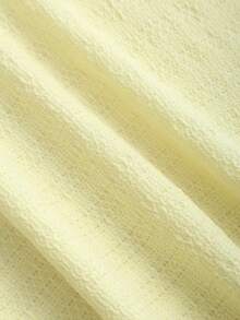 Sweetra 性感露背蕾丝边饰纹理面料飘逸A字褶皱优雅连衣裙 - 黃色 - 查看 5