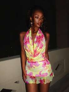 EgrlEra Fashionable Women's Floral Print Vacation Dress - Multicolor - View 4