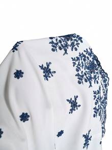 EMERY ROSE Plus Size Women's Elegant Embroidered Ruffle Sleeve Round Neck White Blouse,Casual Summer Autumn Tops For Bachelorette Party And Tea Party - White - View 14