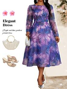 Fleurora 春夏休闲优雅通勤波西米亚风休闲外出白色编织V领舞会礼服蝙蝠袖荷叶边领束腰连衣裙短袖大码连衣裙夏季女装波西米亚度假女装夏季服装度假连衣裙白色连衣裙优雅度假装女装波西米亚风女装女装夏季白色连衣裙，女士正式连衣裙 - 紫色 - 查看 5