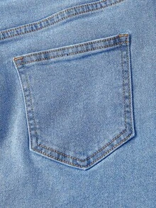 SHEIN MOD Chân váy denim nữ kiểu dáng thường ngày với thiết kế dây buộc khoen và túi. - Rửa nhẹ - Xem 5