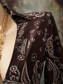 EgrlEra 女士时尚深V佩斯利印花衬衫 - 彩色 - 查看 4