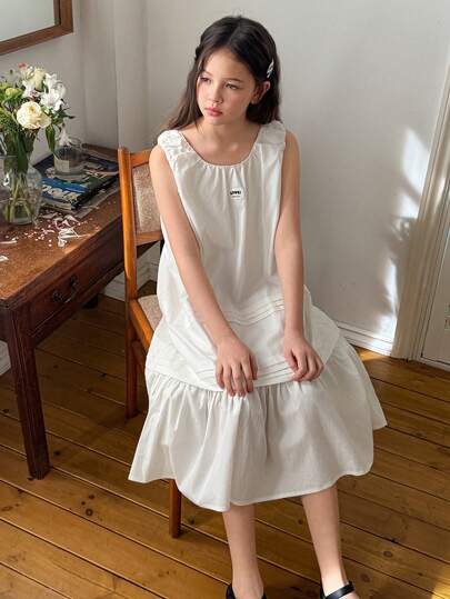 DAZY 女童加大码无袖圆领连衣裙