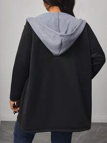 Truni Abrigo con capucha con cordón y bolsillos para mujeres en talla grande para invierno - Multicolor - Ver 2