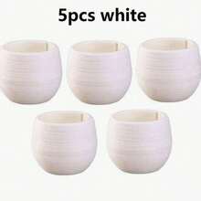 SHEIN 5/10/20件迷你花盆，适合多肉植物，小型植物，DIY可互换花盆，带排水孔，储水器，可爱桌面装饰 - 彩色 - 查看 23