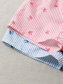 Sparklyn 少女字母条纹蝴蝶结印花休闲短裤 - 彩色 - 查看 4