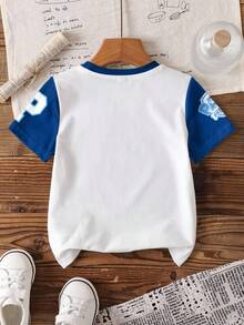 SHEIN | PAW Patrol 男童休闲圆领卡通字母印花短袖T恤，百搭日常穿着 - 白色 - 查看 2