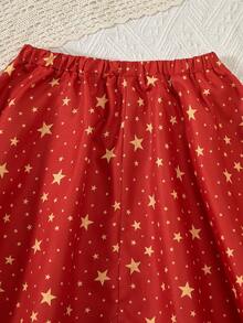 两件套，少女本地品牌月亮花朵短袖T恤和星星印花裙，舒适时尚 - 彩色 - 查看 12