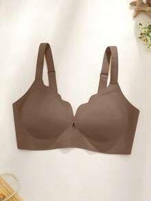 DesireSculpt Sujetador de copa moldeada sin costuras, cómodo y suave, con copa de recogida inalámbrica y tirantes anchos y sexy, talla grande, 1 pieza - Marrón - Ver 5