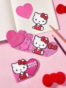 HELLO KITTY AND FRIENDS | SHEIN 爱心便签，可爱卡通备忘录，创意留言便签，爱心，吻，心形 - 粉色 - 查看 4