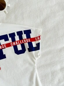 SHEIN 2件套男婴可爱百搭字母印花针织短袖宽松T恤，夏季 - 彩色 - 查看 8