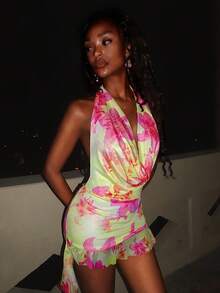 EgrlEra Fashionable Women's Floral Print Vacation Dress - Multicolor - View 5