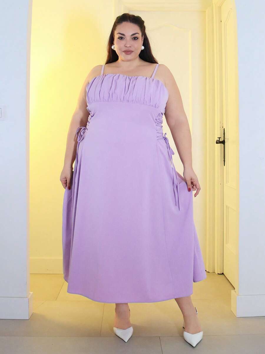 Pretty and Ole Váy xẻ tà có dây đeo cỡ lớn dành cho nữ - Màu tím - Xem 1