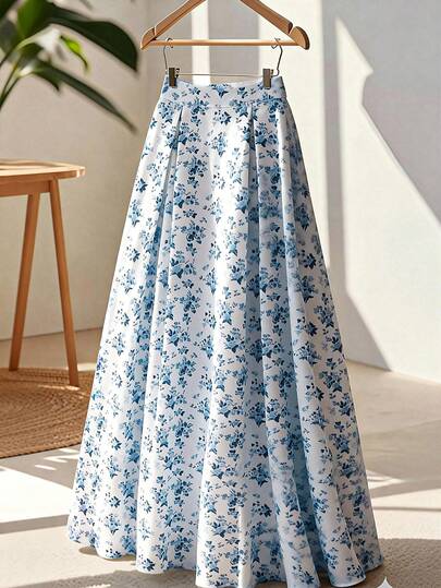 GlowEve Women's Ditsy Floral Pleated Casual Skirt