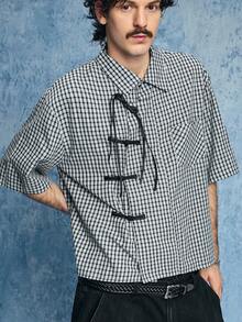 ROMWE MEN Street Life 男士中式翻领Polo衫 - 黑色 - 查看 5