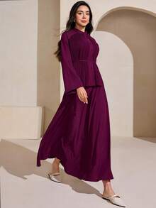 Graceveil Burgunderrotes plissiertes Crop Top mit Bindung vorne + Elastischer Taillenbund Rock, elegantes 2-teiliges Set für festliche Anlässe - Bordeaux - Übersicht 6