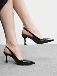 CUCCOO BIZCHIC Women Shoes Pointed Thin High Heels Black Fashion Simple Basic Daily Versatile Commute To Work Shopping Women's High Heels Shoes After Lifting Slingback Shoes Women's Shoes Spring Shoes - Black - View 5