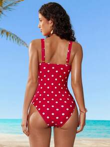 Swim Mod Áo tắm liền thân chấm bi xếp nếp dành cho nữ, đồ bơi đi biển và hồ bơi thường ngày, áo tắm chấm bi liền thân, áo tắm chấm bi đỏ, áo tắm chấm bi liền thân dành cho nữ, áo tắm liền thân cho nữ - Nhiều màu - Xem 2