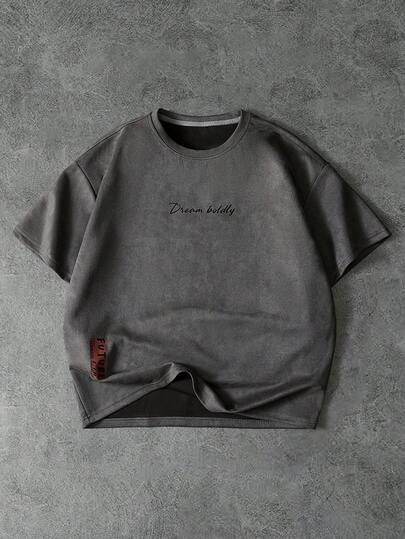 PAVTROS 男士休闲字母印花复古短袖T恤，男友礼物，适合外出，秋季