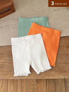 Conjunto de shorts de punto de unicolor lindo para bebé niña en verano - Multicolor - Ver 7