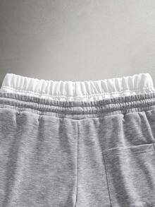 STYNVO 男士夏季休闲撞色腰带十字绣短裤 - 灰色 - 查看 4