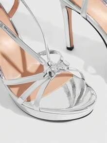 CUCCOO SZL Women's Buckle Design Fashionable And Elegant High-Heeled Sandals - Silver - View 10