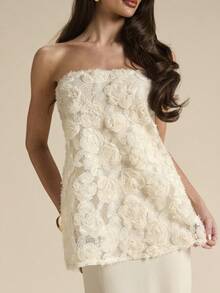 SHEIN BAE Đầm dệt kim màu mơ, đầm không tay thanh lịch thích hợp cho kỳ nghỉ, đi biển, làm phù dâu, dự đám cưới, mùa xuân/hè. - Màu be - Xem 7