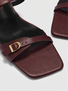 CUCCOO BIZCHIC Spring And Summer New Outdoor Women's Black Square Toe Open-Toed High-Heeled Sandals Women's Stiletto French With Skirt Strappy Sandals Spring Shoes - Burgundy - View 8