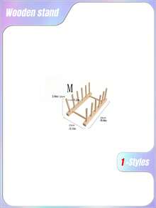 SHEIN 1pc Wooden Dish Storage Rack Daily Leisure Home Storage - log color - View 12