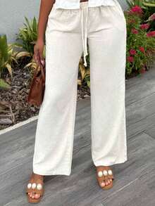 Alexandranx 女式系带口袋长裤 - 杏色 - 查看 3